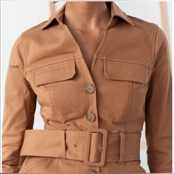 And Other Stories Denim Belted Utility Mini Dress. Size 8 - Picture 2 of 10